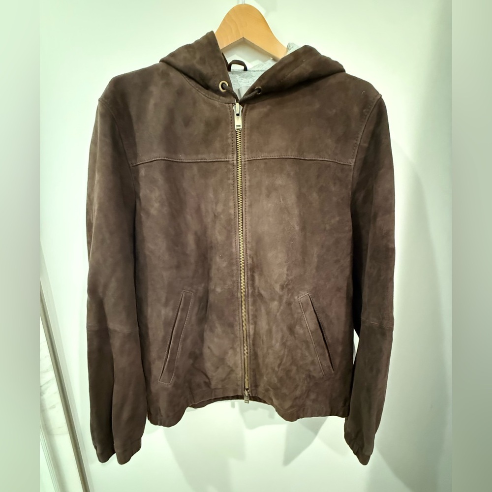 Neiman Marcus Dark Brown Suede Hoodie